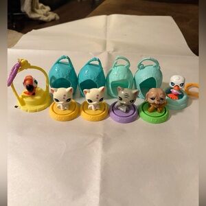 Vintage Littlest Pet Shop McDonald's Happy Meal 6 Pets Cats, Bird, Duck, Dog
